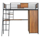 Twin Size Loft bed with L-shape Desk and Wardrobe, Black