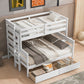 Wood Twin over Full Bunk Bed with 2 Drawers  White