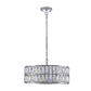 Modern crystal drum pendant light, 6-light pendant light, with silver metal frame (excluding light bulb)