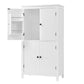 Bathroom floor storage cabinet, bathroom storage unit, 4-door independent cabinet, adjustable shelf, adaptive shelf, white