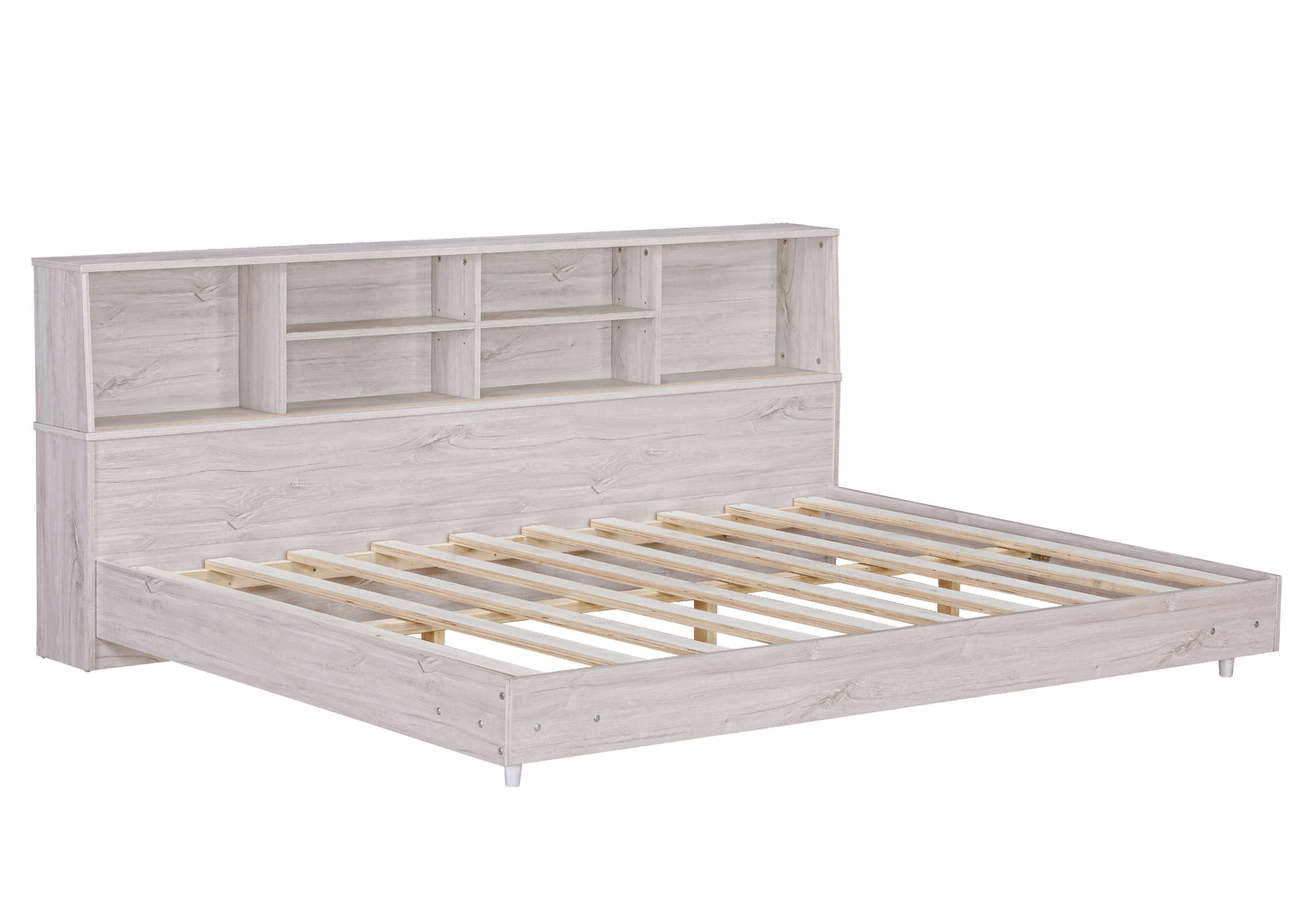 Full Size Daybed Frame with Storage Bookcases White Oak