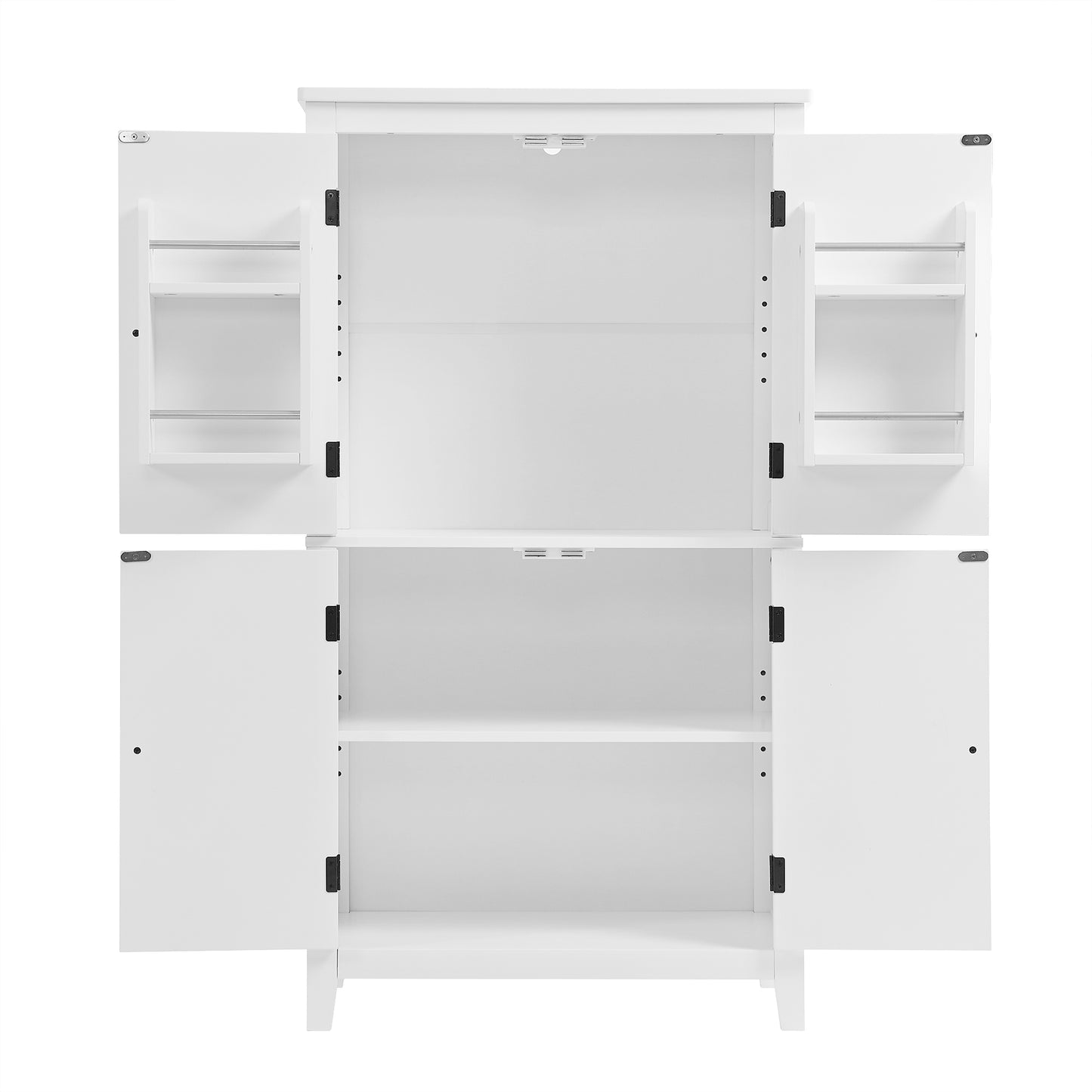 Bathroom floor storage cabinet, bathroom storage unit, 4-door independent cabinet, adjustable shelf, adaptive shelf, white