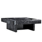 A modern and practical coffee table made of MDF material with black patterns