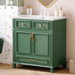 30" Uncovered Bathroom Vanity with Soft-Closed Door, Solid Wood Frame Storage Cabinet, Green Finish