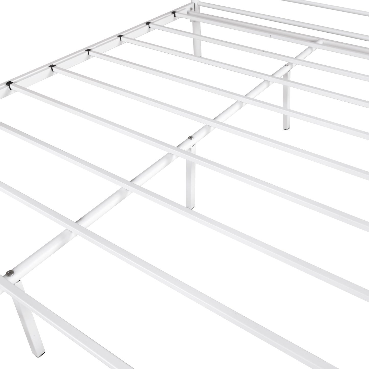 Heavy Duty Twin-Over-Full Metal Bunk Bed Easy Assembly with Enhanced Upper-Level Guardrail White