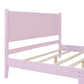 Queen Size Wood Platform Bed Frame, Retro Style Bed with Rectangular Headboard,No Need Box Spring,Pink