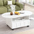 ON-TRANS flexible cream style coffee table with 2 brake wheels, drawers, large storage space, white, 39.37 '' x 23.6 ''