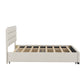 Queen Upholstered Platform Bed with Twin Size Trundle and Two Drawers  Beige