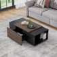 47 Inch Modern Farmhouse Drawer Coffee Table for Living Room or Office  Armando & Texture Black