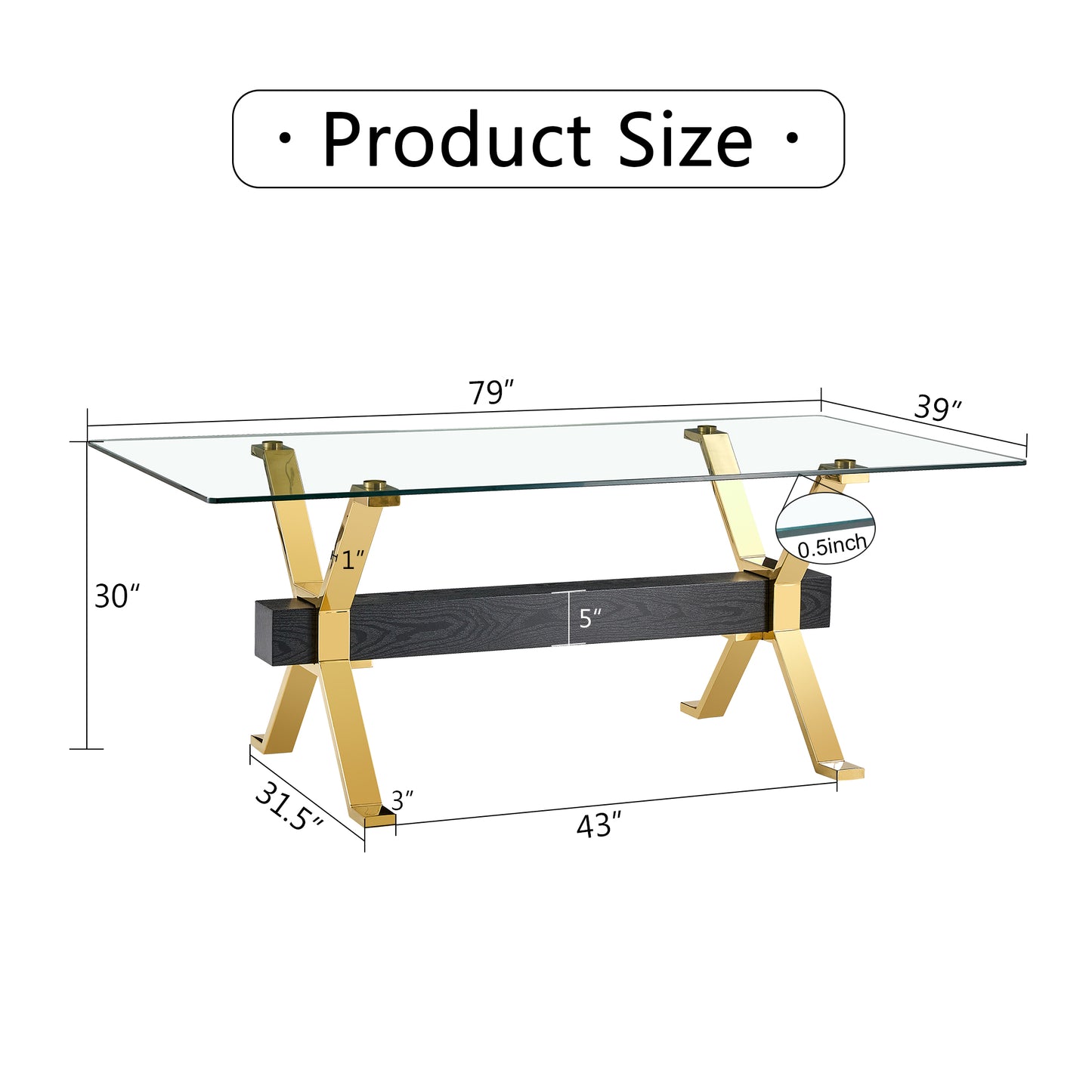 Mesa de comedor Mesa de comedor moderna de vidrio templado Escritorio de oficina moderno grande