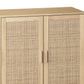 62.20" Elegant 4-Door Rattan Storage Cabinet, Decorative Design for Bedrooms, Living Rooms, and Offices