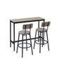 Bar Table Set with 2 Bar stools PU Soft seat with backrest Grey 43.31'' L x 15.75'' W x 35.43'' H