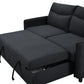 Sofá cama convertible 3 en 1, moderno sofá de dos plazas de tela con cama extraíble, perfecto para espacios pequeños, color negro