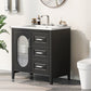 Bathroom Vanity with Sink, Bathroom Vanity Cabinet with Two Drawers and Door, Adjustable Shelf, Solid Wood and MDF, Black