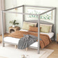 King Size Canopy Platform Bed with Headboard and Support Legs, Grey Wash