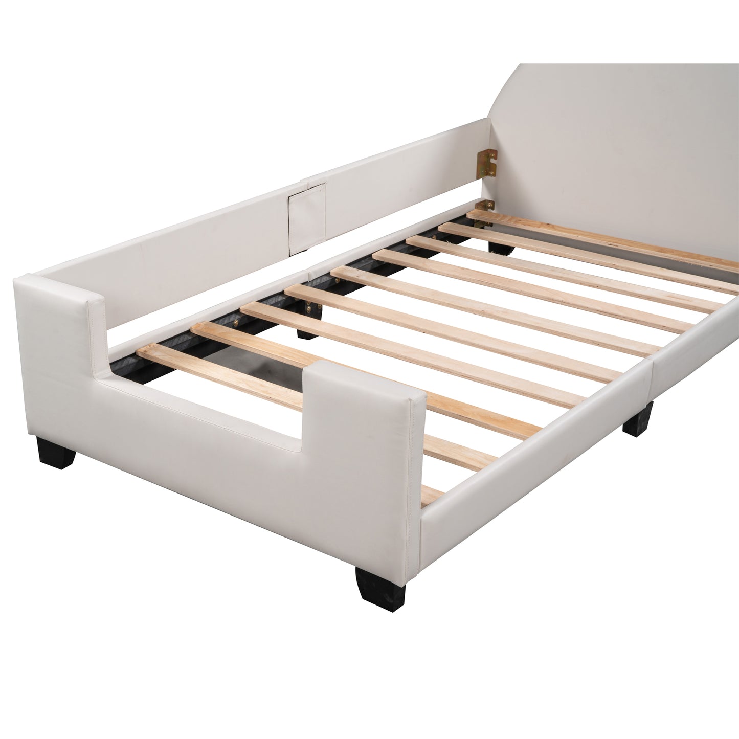 Twin Size Upholstered Daybed with Carton Ears Shaped Headboard White