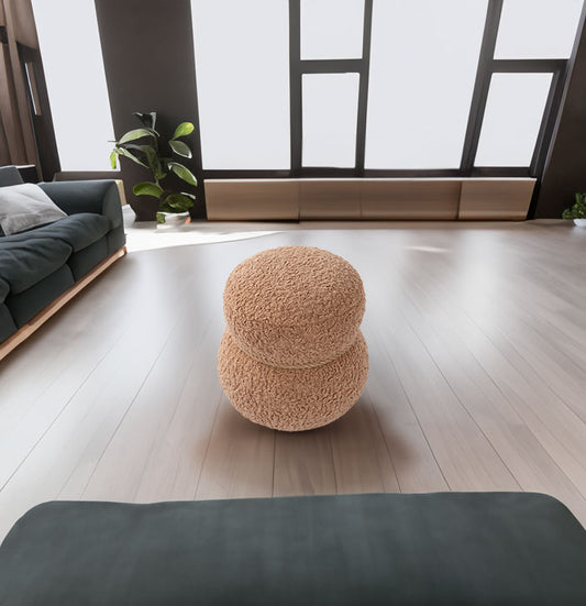 Camel Snowman Stool Plush Fabric Beige