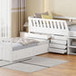 L-shaped Space-Saving Twin Loft and Twin Platform Bed with 7 Drawers and Full Guardrails(WHITE)