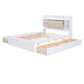 Wood Queen Size Platform Bed with Storage Headboard  Shelves and 4 Drawers  White