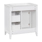 30" Bathroom Vanity with Sink Top, Solid Wood Cabinet with Door and Two Drawers, White