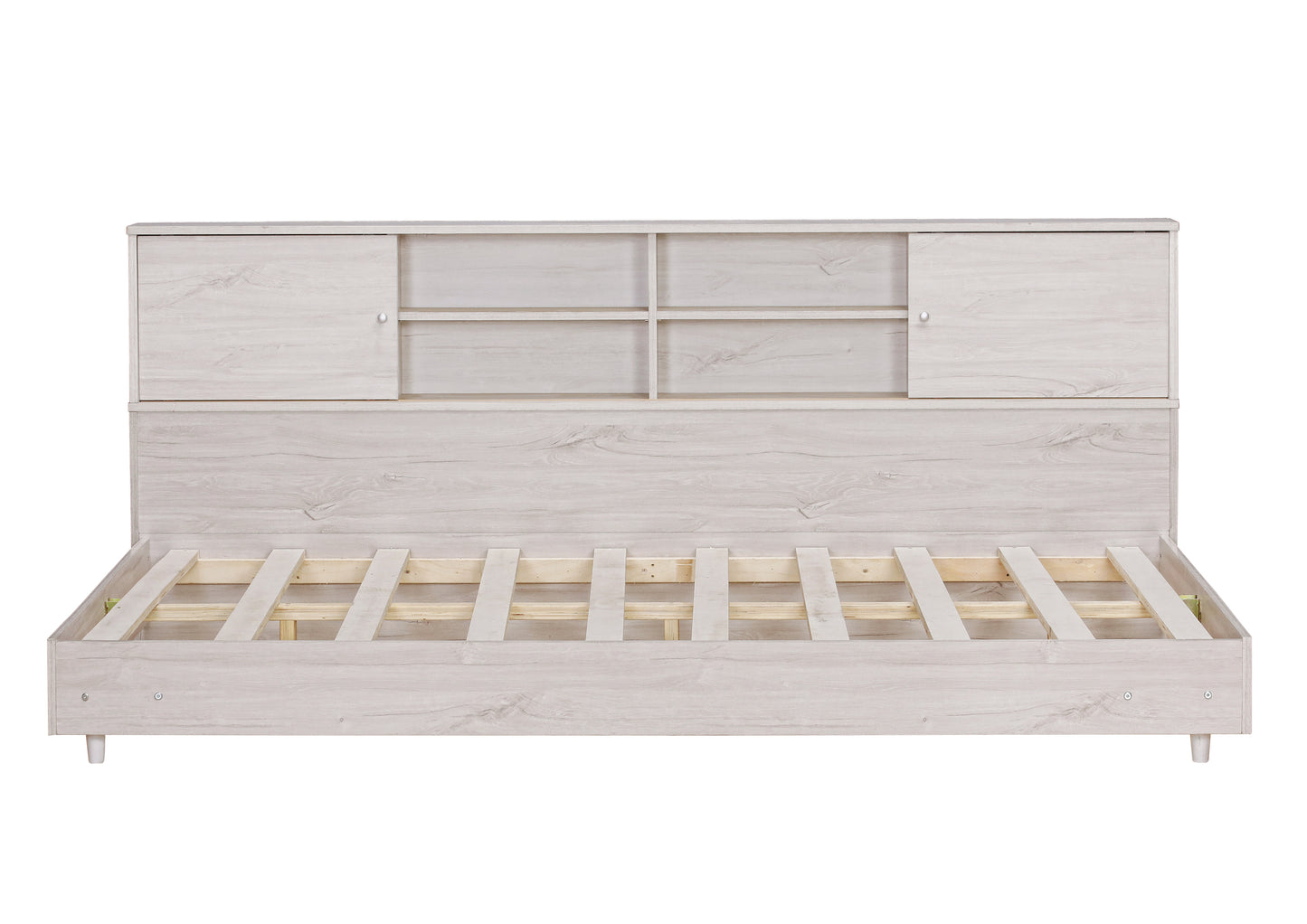 Full Size Daybed Frame with Storage Bookcases White Oak