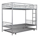 Twin-Over-Twin Metal Bunk Bed With Trundle Can be Divided into two beds No Box Spring needed White