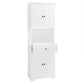 Tall Bathroom Cabinet with Four Doors, Large Storage Space Open Shelve, Upper Storage Cabinet, Whit