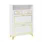 U-Can Shoe Cabinet with 2 Flip Drawers, 2 Slide Drawers, and 1 Shelf, Modern White Finish