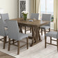 TOPMAX Mid-Century Solid Wood 7-Piece Expandable Dining Table Set with Soft Cushioned Chairs, Gold Brown and Gray