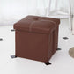 12-inch Non-slip Foldable Ottoman Storage Stool Leather Footstool Storage Box Small Sofa Chair Bench Box Home Organizers Box