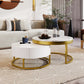 Modern Round Nesting Coffee Table with Drawers, White Finish for Living Rooms