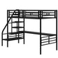 Metal Loft Bed Frame with Desk  No Box Spring Needed Twin Black