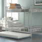 Twin-Over-Twin Metal Bunk Bed With Trundle Can be Divided into two beds No Box Spring needed White