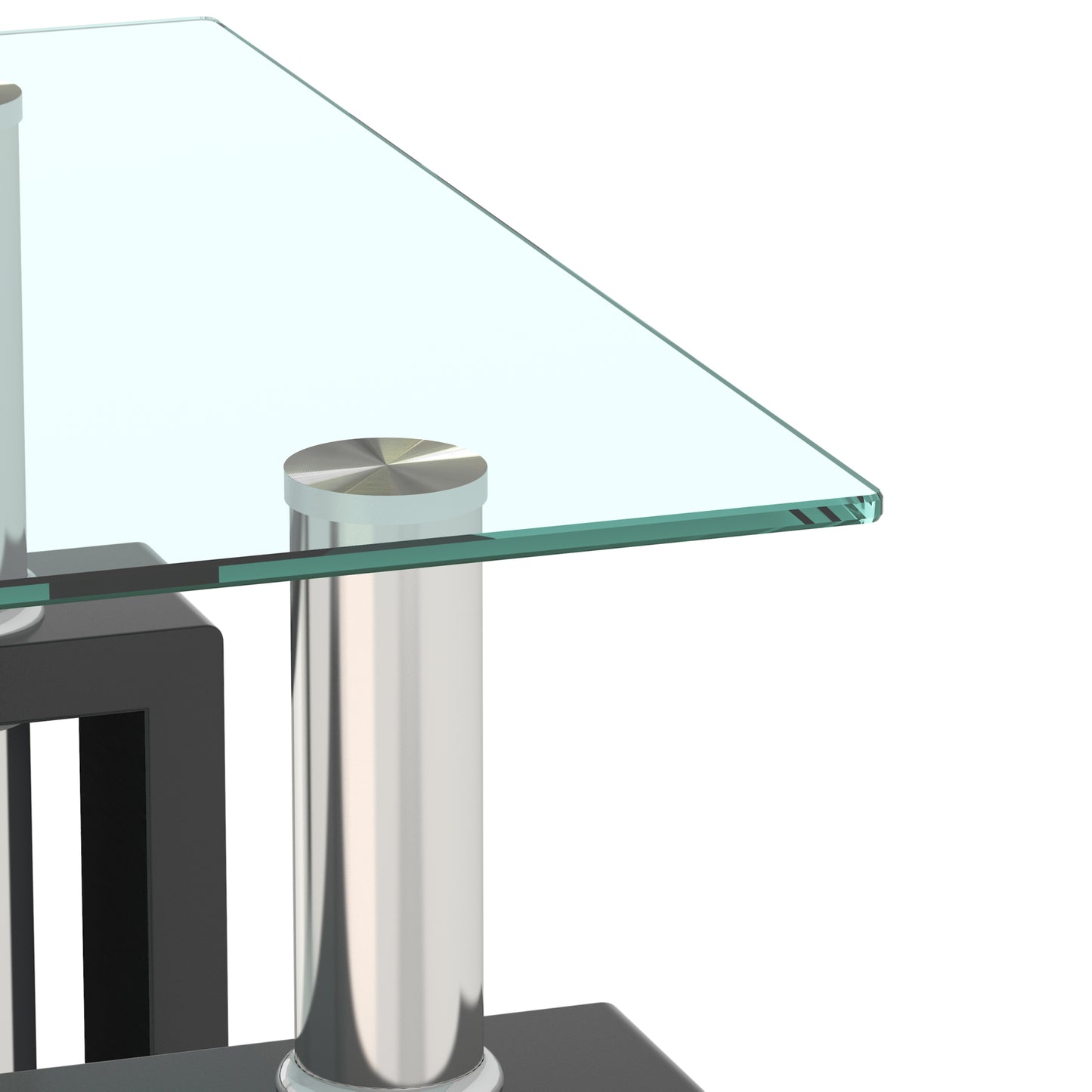 1-Piece Modern Tempered Glass Tea Table, Square Design for Living Rooms, Transparent/Black Finish