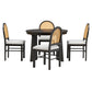 TREXM 5-Piece Retro Dining Set, Expandable Table and 4 Cushioned Chairs with Rattan Backrests, Espresso Finish