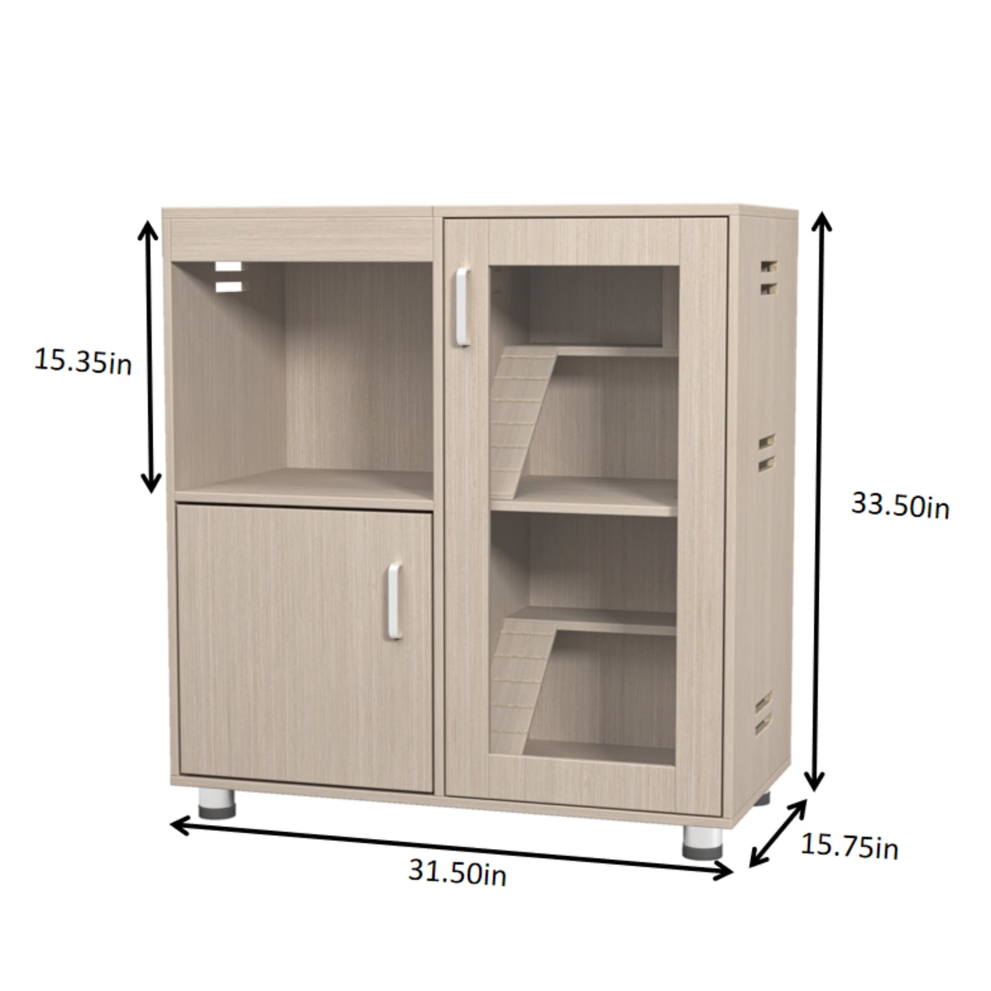 Guinea pig cage, 4 layers of hamster cage wood, with storage cabinet, mouse cage, openable top, acrylic window ，X-Large