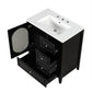 Bathroom Vanity with Sink, Bathroom Vanity Cabinet with Three Drawers and Door, Solid Wood and MDF, Black