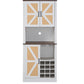 76-Inch Tall Farmhouse Kitchen Faux Rattan Wine Cabinet with Square Compartments and Shelves