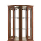 6 shelves corner Curio display cabinet with light mirror and adjustable shelves, walnut wood (excluding E26 light bulbs)