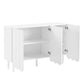 ON-TRANS Cream Shoe Cabinet with 5 Adjustable Solid Wood Legs, Large Storage with Wave Doors, White