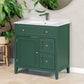 30" Bathroom Vanity with Sink Top, Solid Wood Cabinet with Door and Two Drawers, Green