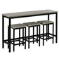 TOPMAX Counter Height Extra Long Dining Table Set with 3 Stools, Pub Kitchen Set in Gray