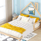 Full Size Wood Floor Bed with House-shaped Headboard  Natural