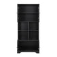 Bathroom storage cabinet, 4-door independent cabinet, adjustable shelf, open multi-layer shelf, black