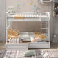 Twin over Twin Bunk Bed with Drawers  Convertible Beds  White