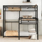 L-shaped Metal Triple Twin Size Bunk Bed, Black