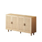 62.20" Elegant 4-Door Rattan Storage Cabinet, Decorative Design for Bedrooms, Living Rooms, and Offices