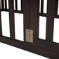 Twin Size Wood Floor Bed Frame with Fence and Door Walnut(OLD SKU :WF289661AAL)