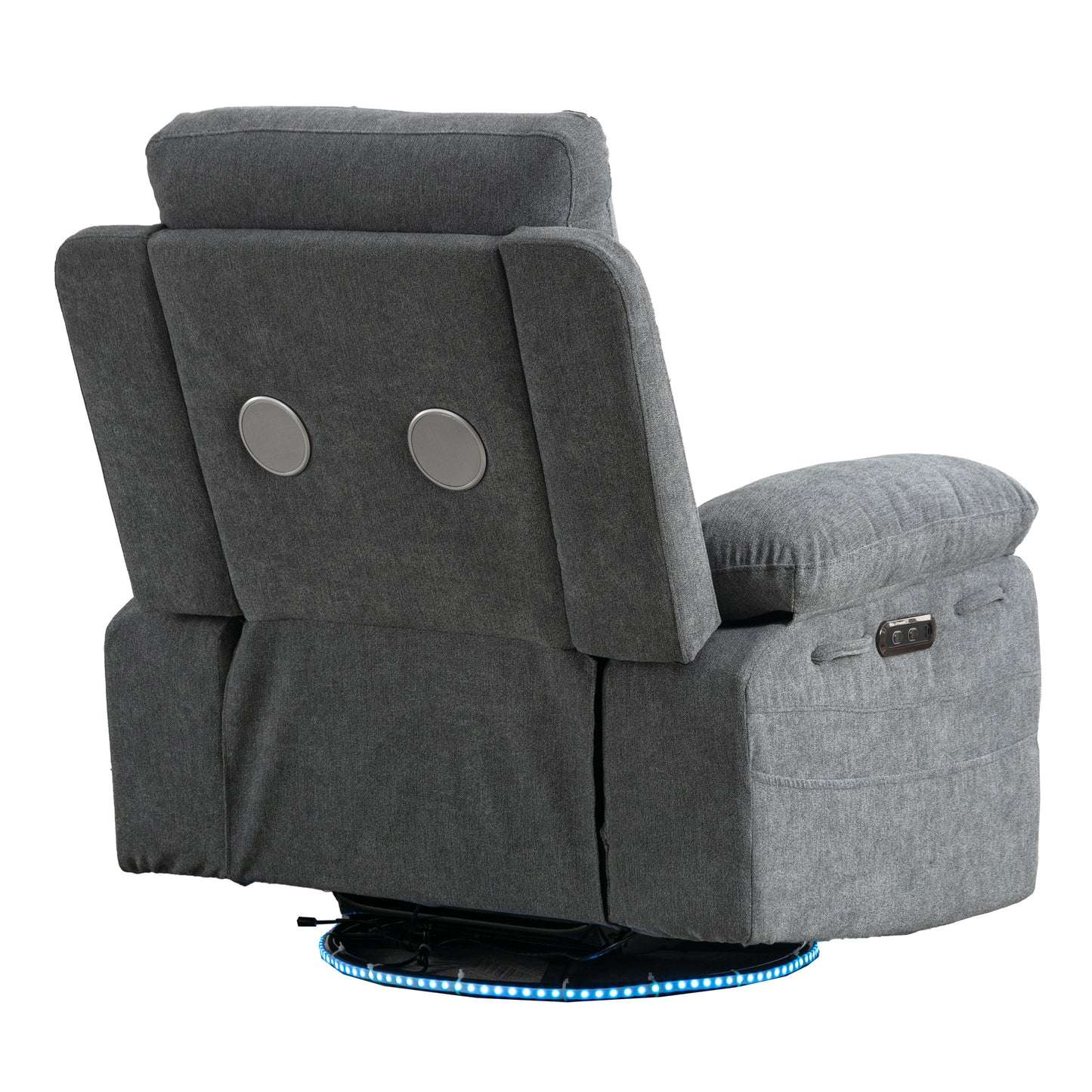 Sillón reclinable eléctrico giratorio de 270 grados con luz LED, puerto de carga USB+C y respaldo ajustable