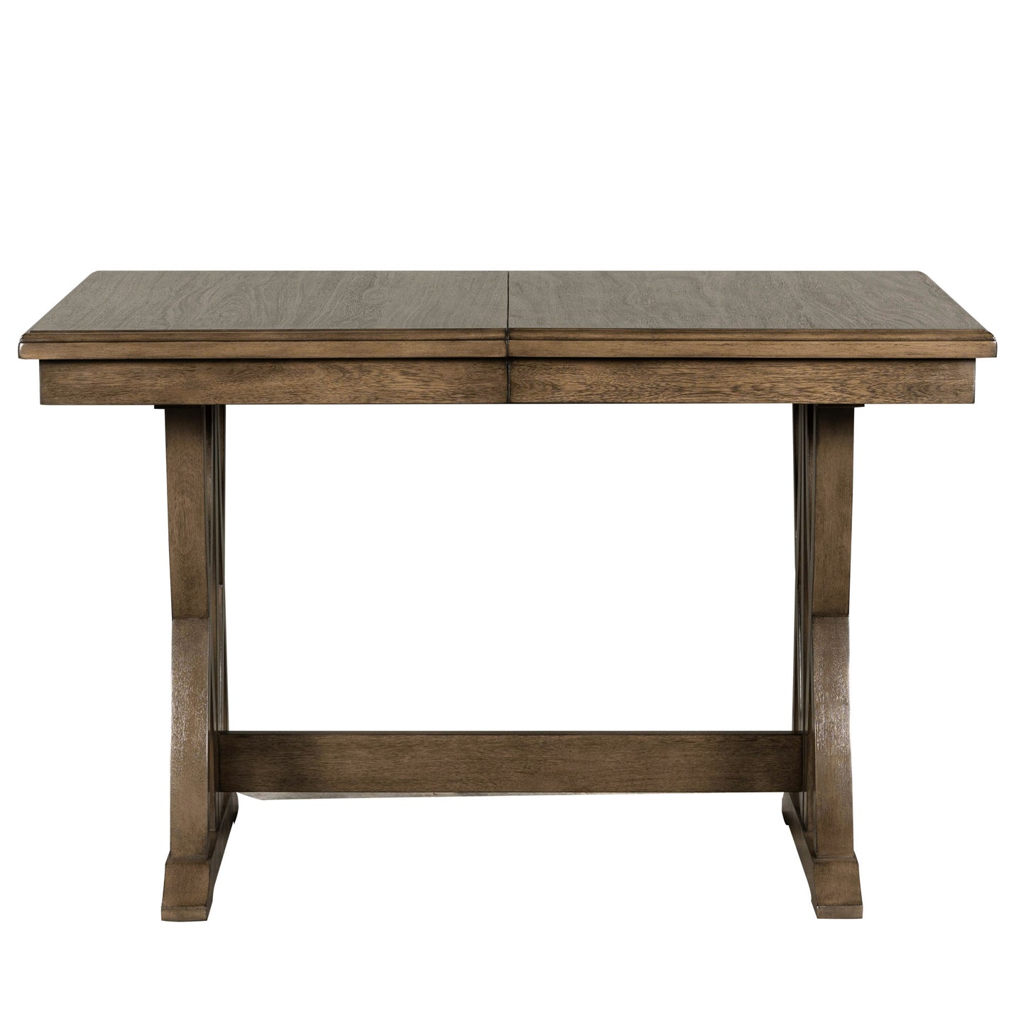 Juego de mesa de comedor expandible de 7 piezas de madera maciza TOPMAX de mediados de siglo con sillas con cojines suaves, marrón dorado y gris